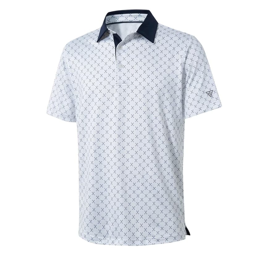 Golf Shirts for Men Dry Fit Short Sleeve Print Performance Moisture Wicking Polo Shirt