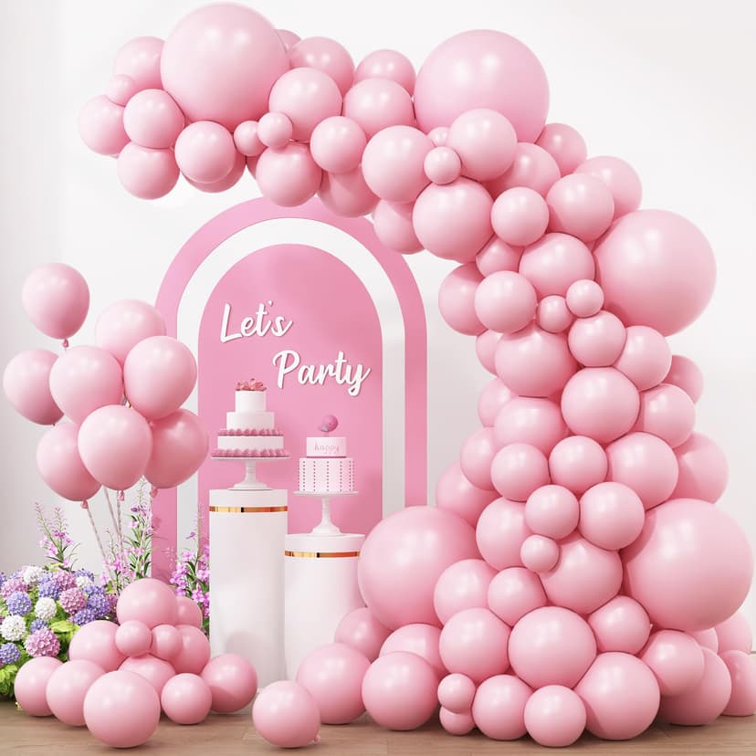 RUBFAC 154pcs Pastel Pink Balloons Different Sizes 18 12 10 5 Inches for Garland Arch, Light Pink Balloons for Birthday Valentine's Day Baby Shower Gender Reveal Wedding Party Decoration