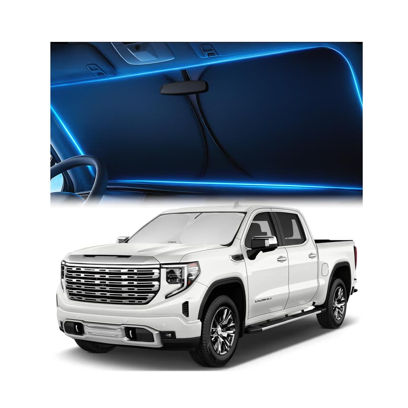 Magnelex Windshield Sun Shade for GMC Sierra 1500 2500 3500 (SLT AT4 Denali) 2019-2026, Foldable Car Window Sunshade, Heat & UV Visor Cover, Reflective Front Shades Accessories