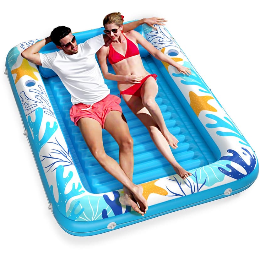 Inflatable Tanning Pool Lounger Float - Jasonwell 4 in 1 Sun Tan Tub Sunbathing Pool Lounge Raft Floatie Toys Water Filled Tanning Bed Mat Pad for Adult Blow Up Kiddie Pool Kids Ball Pit