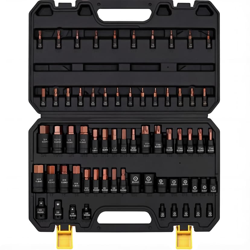 66-Piece Torx Bit & Hex Bit Socket Set: Premium CR-V & S2 Alloy Steel, Star T8-T70 & E-Torx E4-E24, High Torque Laser Marked for Automotive Mechanic