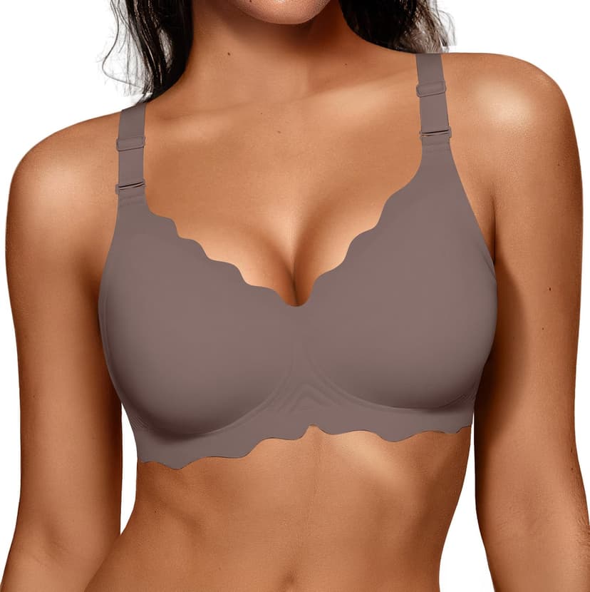 OEAK Women Jelly Bras No Underwire Scalloped Push Up Buttery Soft Tshirt Bra Seamless Full Coverage Convertible Everyday Bra
