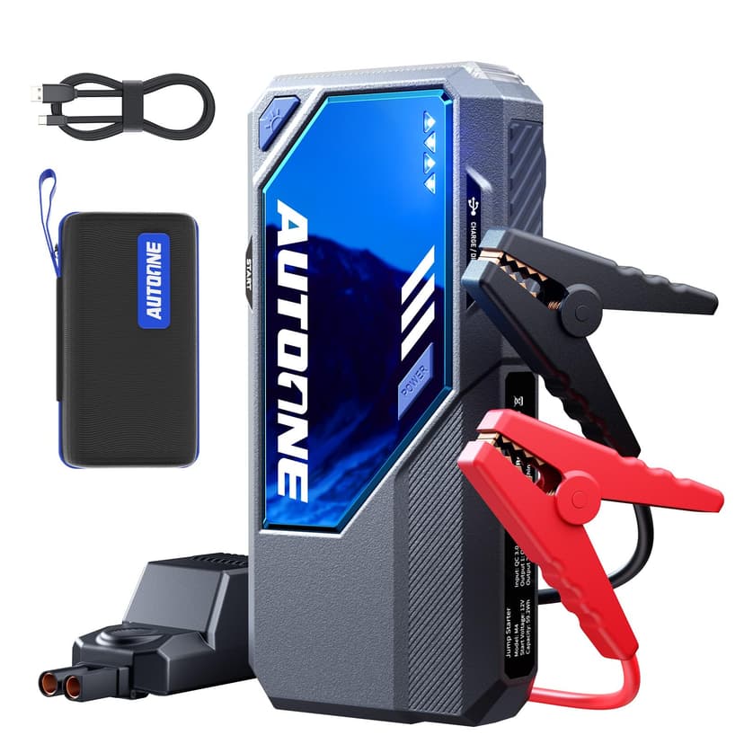 AUTOONE M4 Jump Starter 8000A Car Battery Jumper Starter Portable, 12V Jump Pack (All Gas/12L Diesel) Jump Box for Car Battery with Built-in Booster, Storage Case, LED Light, Jumper Cables