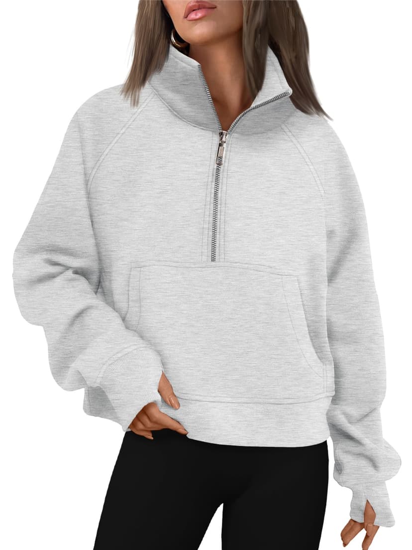 AUTOMET Womens Sweatshirts Half Zip Fleece Pullover Fall Outfits | Fall Fashion Clothes 2026,Cropped Sweatshirts,Cute Y2k Tops,Quarter Zipper Sweater,Winter Loungwear Outfits