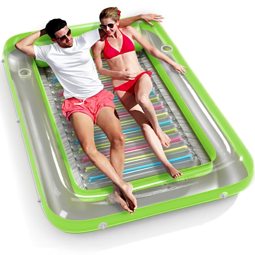 Inflatable Tanning Pool Lounger Float - Jasonwell 4 in 1 Sun Tan Tub Sunbathing Pool Lounge Raft Floatie Toys Water Filled Tanning Bed Mat Pad for Adult Blow Up Kiddie Pools Kids Ball Pit (LG,XL)