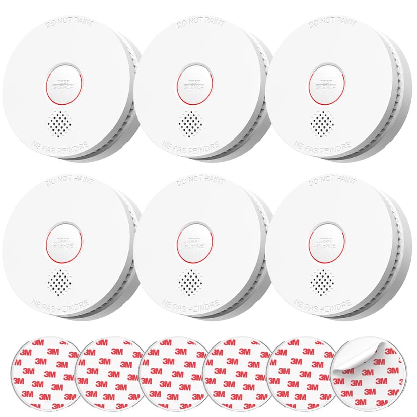 SITERLINK Smoke Detectors,Smoke Alarms with Replaceable Battery,Photoelectric Sensor Smoke Detector with Test-Silence Button,Fire Detectors for Home,House,GS509A 6-Pack