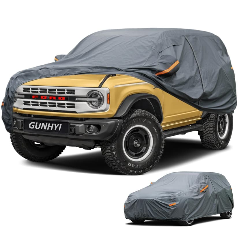 GUNHYI Premium Car Cover Custom Fit Ford Bronco 2 Door, 16 Layers Heavy Duty Car Cover Waterproof All Weather with Zipper Door for Sun Rain Snow Dust Uv Protection