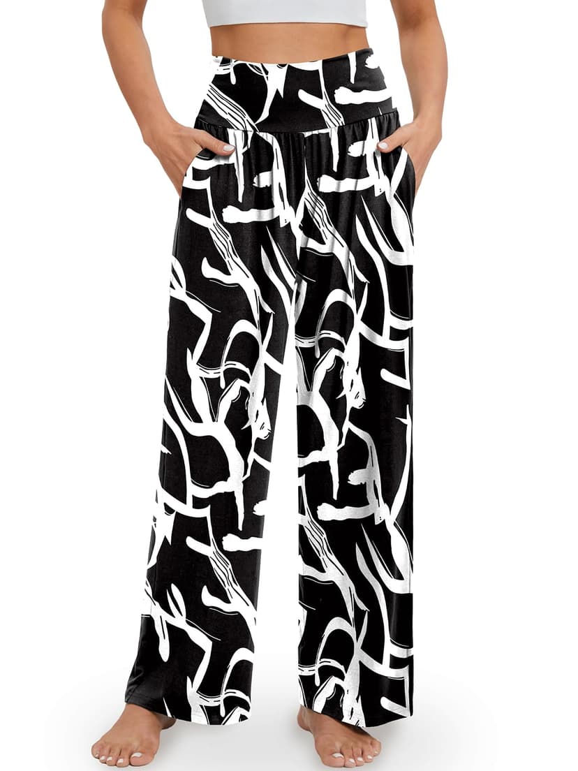 Gracyoga Wide Leg Yoga Pants for Women Casual Loose Cozy Sweatpants High Waisted Lounge Pajama Flowy Pants With Pockets