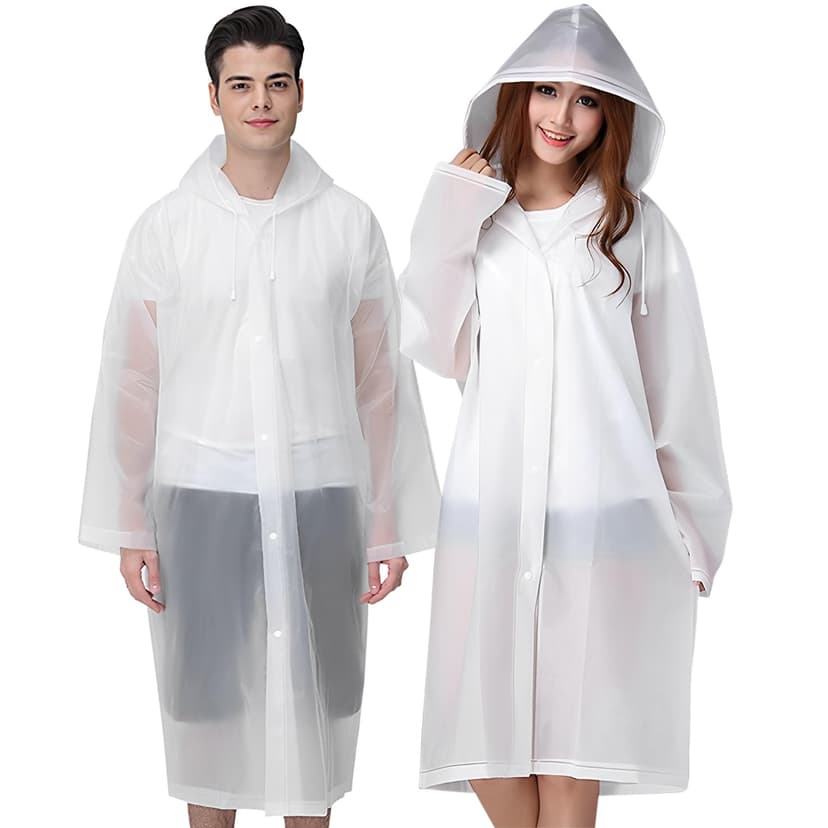 Cosowe Rain Ponchos for Adults Reusable, 2 Pcs Raincoats Emergency for Women Men with Hood and Drawstring
