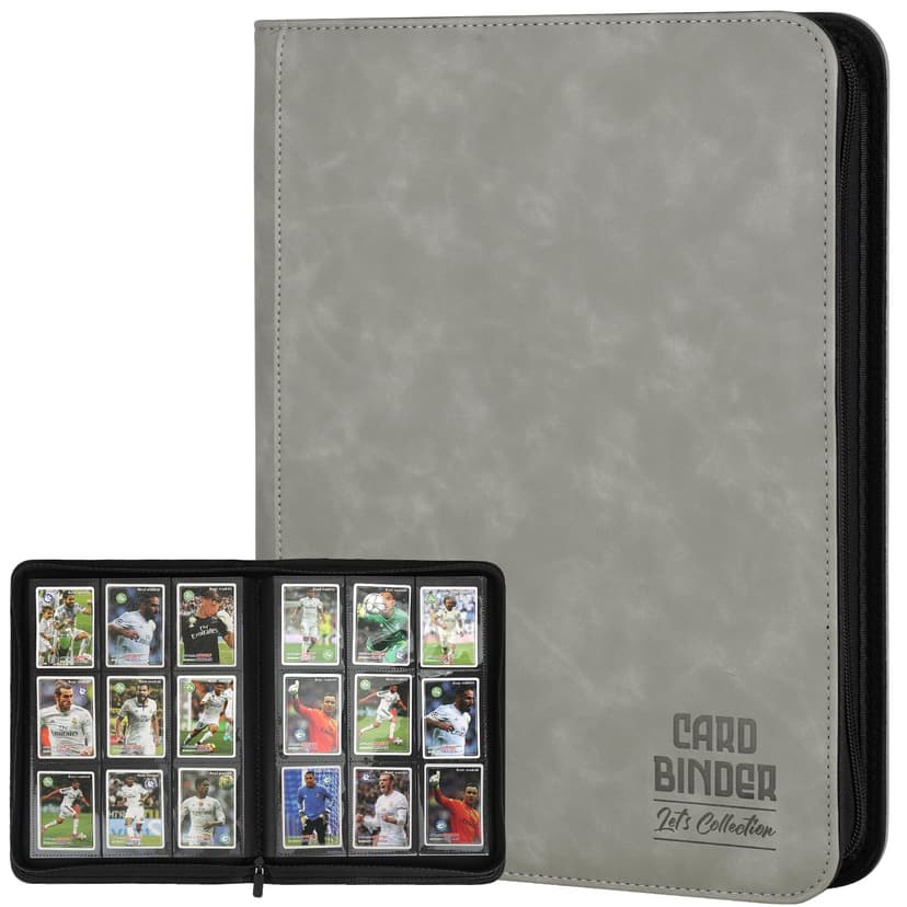 Trading Card Binder, Premium 9 Pocket Double Sided 540 Pocket PU Card Collection Binder, Collectible Trading Card Albums for MTG, TCG, Sport Card, Game Cards (Gray)