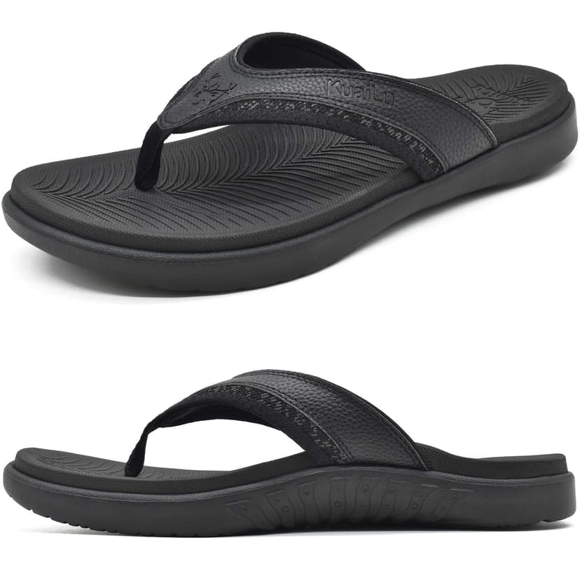 KuaiLu Mens Sport Flip Flops Comfort Orthotic Thong Sandals with Plantar Fasciitis Arch Support Outdoor Summer Beach Size 7~15