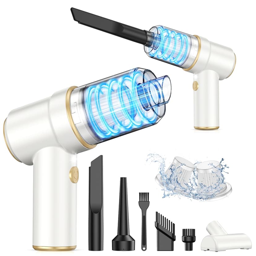 KMM Handheld Car Vacuum Cleaner, 9000PA Vacuum Cleaner & Air Duster, 120W High Power Vacuum Portable Cordless, Hand Held Vacuum Rechargeable with Multi-Nozzles & LED Light for Home, Car, Office