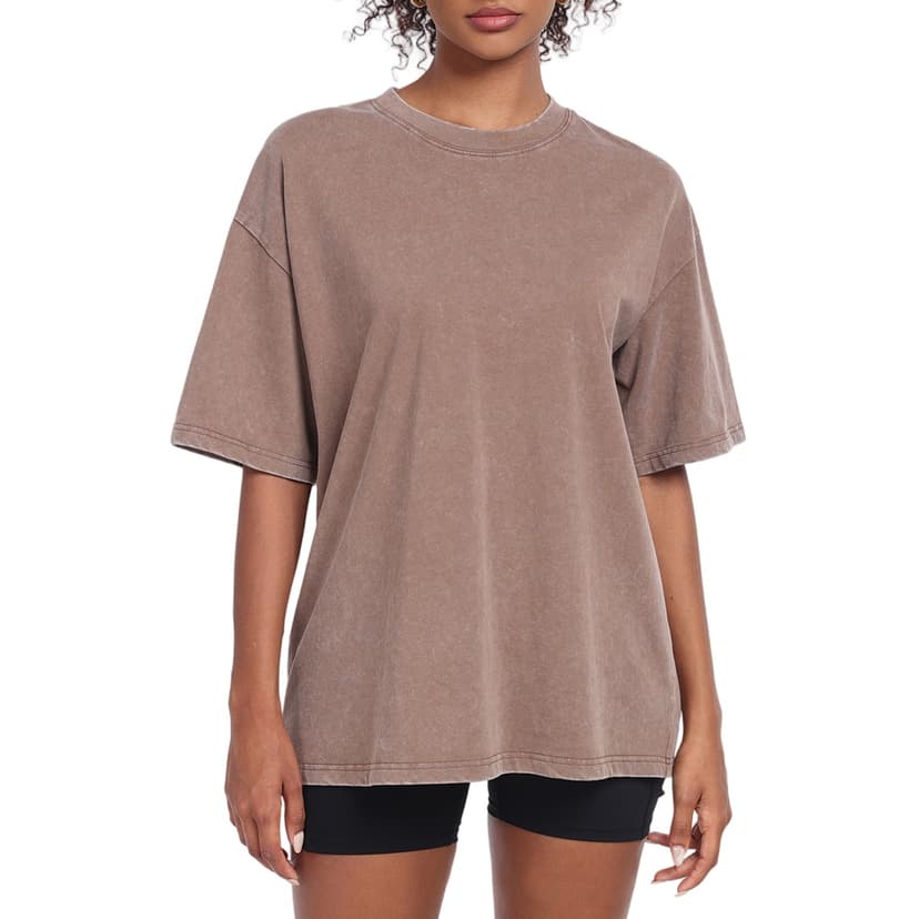 SnowElve Womens Washed Vintage Oversized T-Shirt Baggy Workout Tops Short Sleeve Cotton Tshirts Streetwear Boyfriend Tee