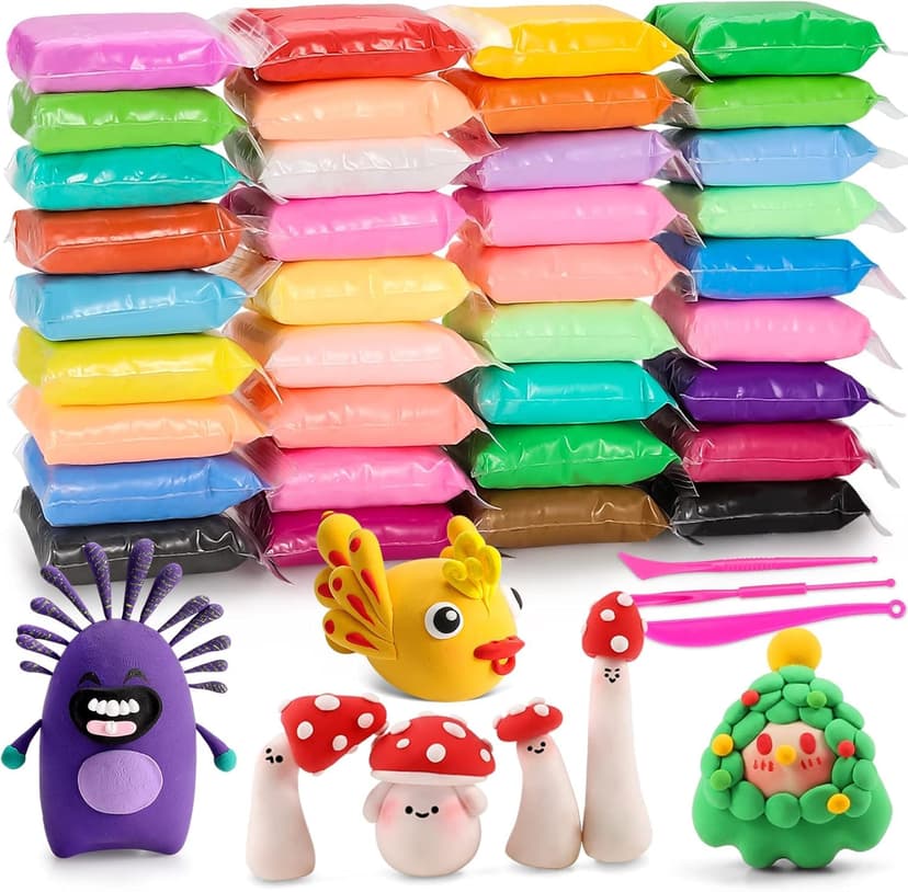EDIFON Air Dry Clay, 36 Colors Foam Magic Modeling Clay for Kids DIY Crafts | Non-Sticky, Ultra-Light & Soft, Model Clay Toy with Sculpting Tools, School Project Supplies, Gifts for Ages 3-12 Boys Gir