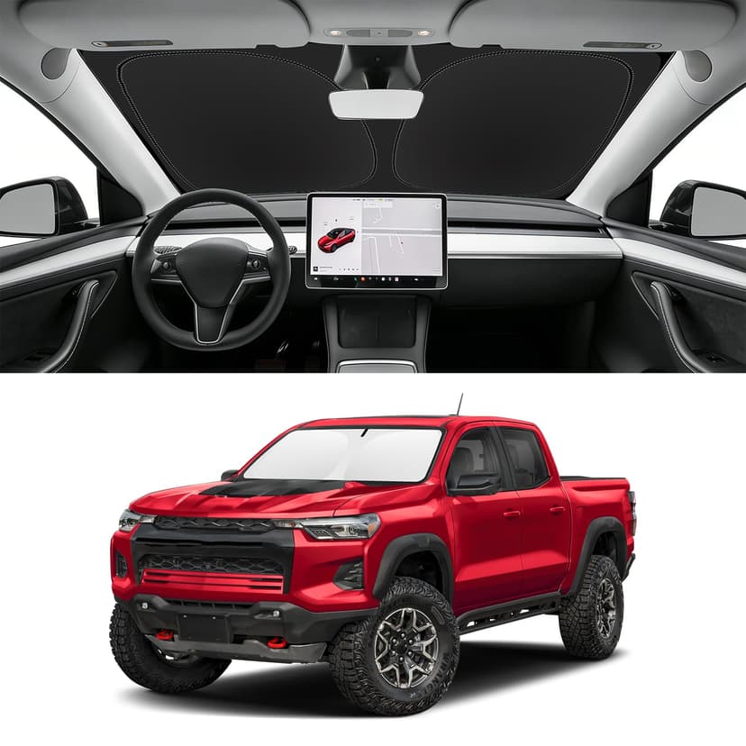 SLOGENTO Custom Fit Windshield Sun Shade for Chevy Colorado 2015-2026 | Blocks UV Rays and Sun Heat, Helps Reduce Interior Temperature, Protects Dashboard from Fading, Folds Easily for Storage