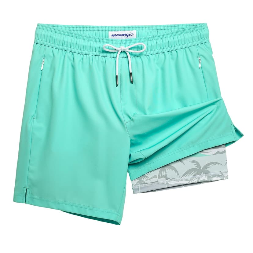 maamgic 2 in 1 Mens Swim Trunks 7 Inch Swim Shorts Swim Suits Board Shorts