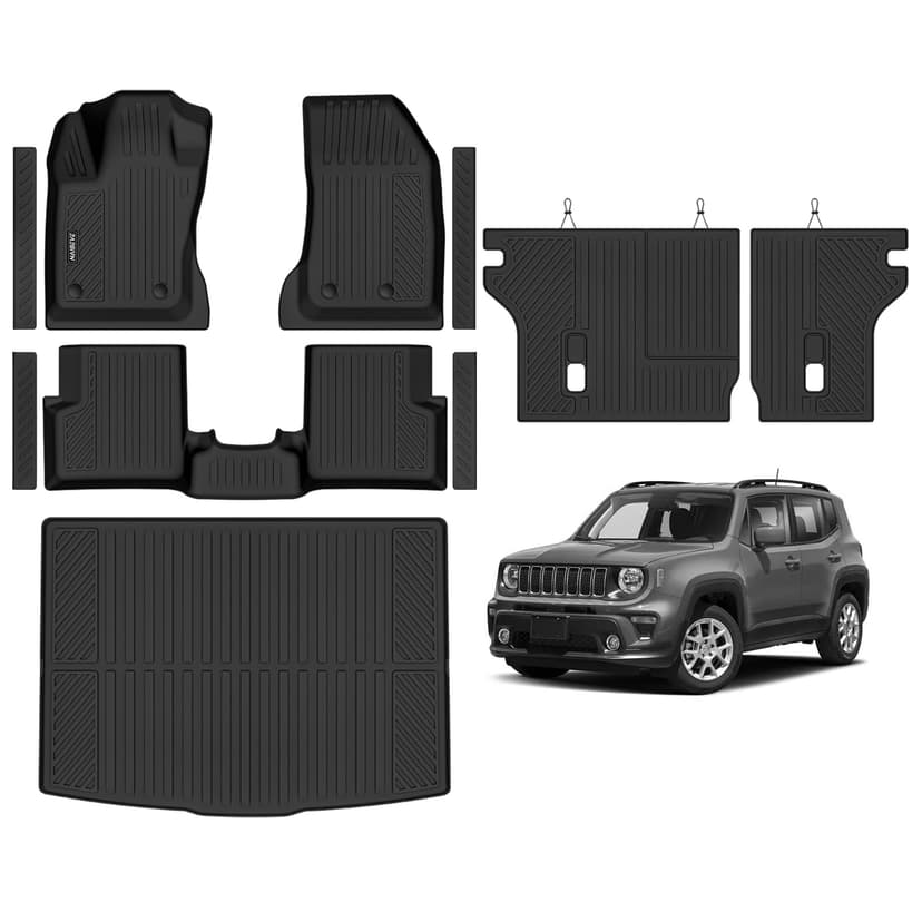 Naibeve Floor Mats for 2015-2026 Jeep Renegade(Upper Cargo Deck Position) | All Weather Custom Fit Floor Mats, Cargo Mat, Backrest Mats, Door Sill Guards Interior Protector accessories