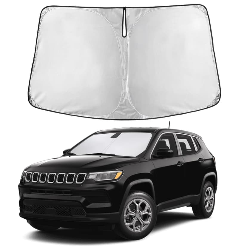 Autovir Windshield Sun Shade Fit for 2017-2023 2024 2025 Jeep Compass Sunshade, Front Car Window Shades Sun Visor, Blocks UV Rays & Heat, Car Accessories