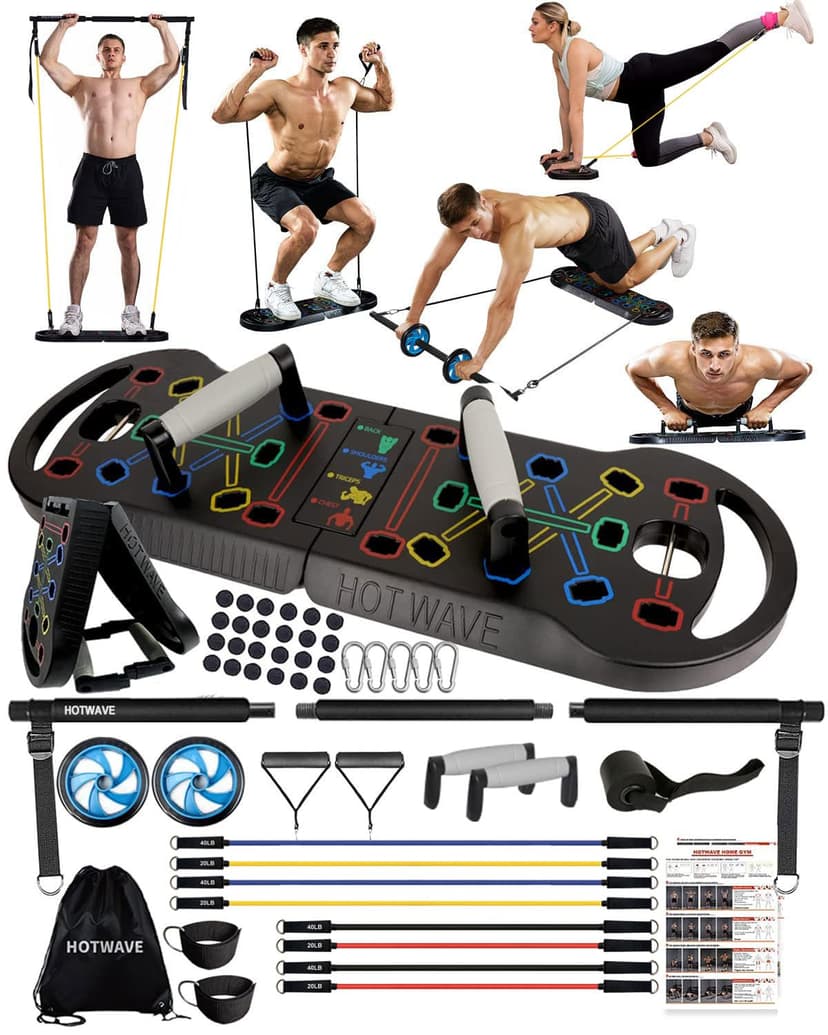 HOTWAVE Push Up Board, Portable PushUp Board, Foldable 20 in 1 Push Up Bar | Multifunctional Pushup Handles for Floor, Professional Strength Training Equipment For Men and Women at Home Gym