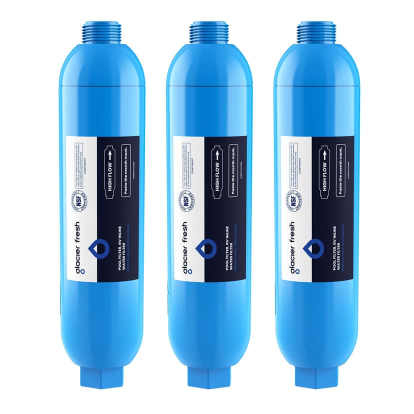 GLACIER FRESH Garden Hose End Pre-Filter for Swimming Pool, Hot Tubs, Spa, Inflatable Pool, Ponds, Greatly Reduces Bad Taste, Odors, Chlorin and Sediment, up to 8,000 Gallons, 3 Pack