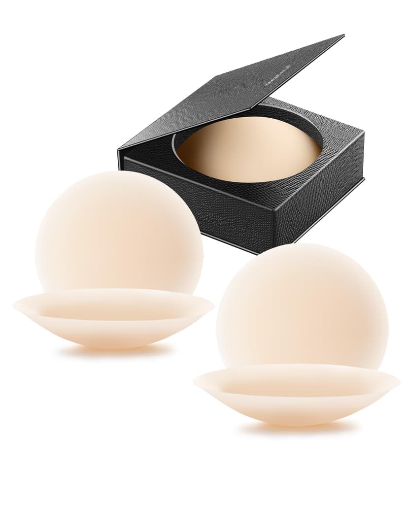 VOCH GALA Nipple Covers 2 Pairs-Seamless and Sheer Adhesive Silicone Nipple Pasties for Women Reusable, Sticky Breast Petals