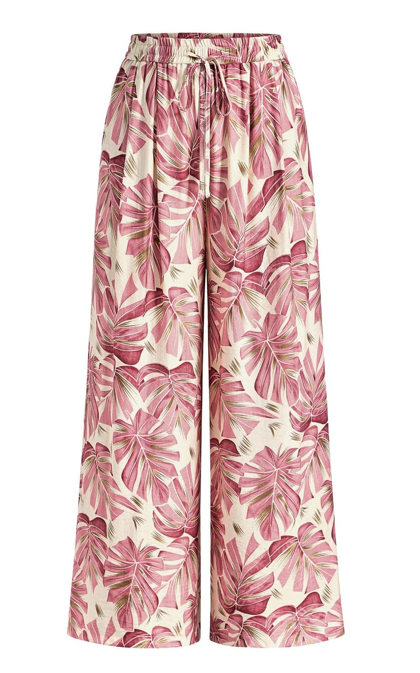 PRETTYGARDEN Womens Pants Elastic Waist Striped Lightweight Palazzo Pant | Casual Lounge Wide Leg Pants Woman with Pockets, Floral Print, Gingham Textured Cute Pants, Drawstring, Flowy Summer Outfits