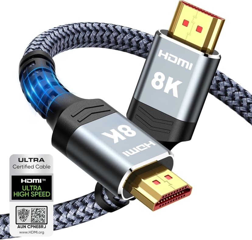 Highwings 8K@60 HDMI Cable 10FT/3M, Certified 48Gbps 2.1 Ultra High Speed | HDMI Braided Nylon 4K120 144Hz RTX 3090 eARC HDR10 4:4:4 HDCP 2.2&2.3 Compatible for PS5, PS4, UHD TV and PC
