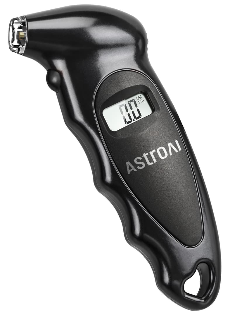 AstroAI Digital Tire Pressure Gauge Calibrated to ANSI B40.7 +/-1PSI, Accurate in 0.1 Increments, Tire Repair Tools 4 Pressure Measurements for Car Truck with Backlight LCD, Black