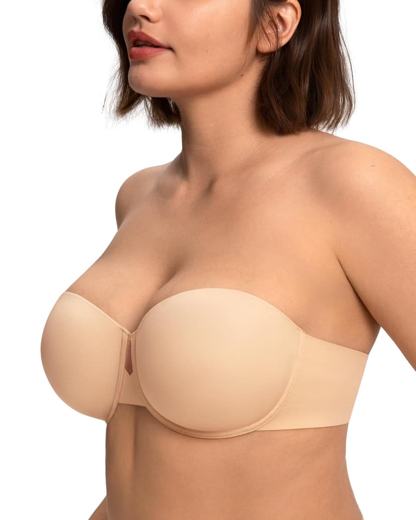 HSIA Strapless Bra for Women Large Breasts, Plus Size Minimizer Longline | Push Up, Supportive Underwire, Long Line Corset, Wide Band, Back Fat Smoothing, Balconette, Minimizing Bustier for Big Bust