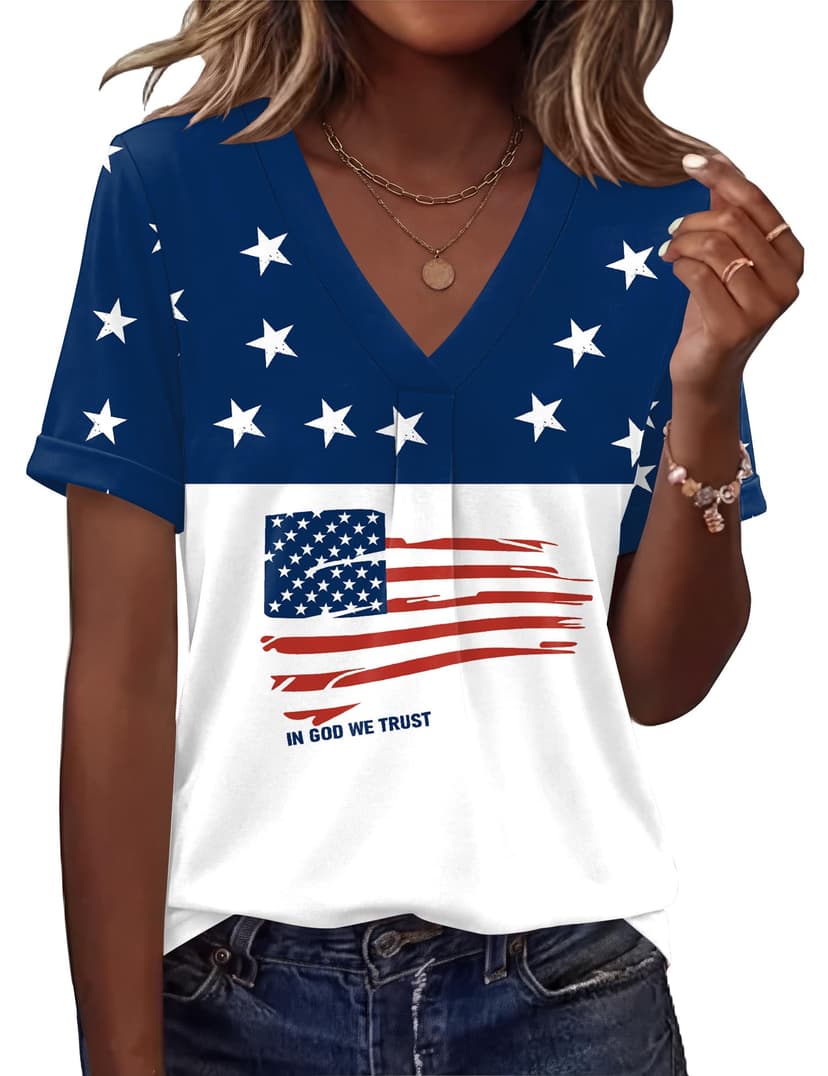 AKEWEI Womens Tops Short Sleeve Shirts for Women V Neck Business Casual Tunic Spring Fashion Clothes 2026