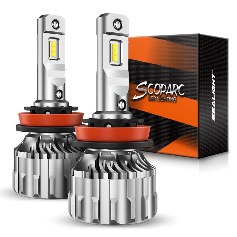 SEALIGHT H11 Bulbs, 70,000LM Super Bright 6500K Cool White H11/H9 Bulbs, 70000Hours Lifespan, H8/H9 Fog Bulbs with 15000RPM Cooling Fan, Pack of 2