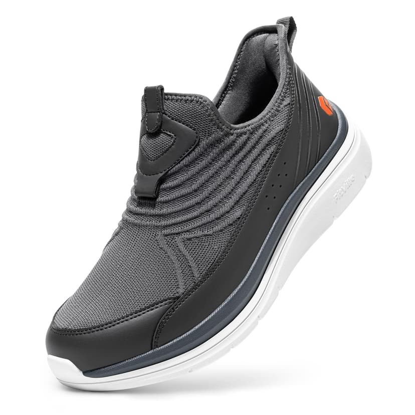 FitVille Men's Extra Wide Slip-On Walking Shoes, Hands-Free Orthopedic Sneakers with Arch Support for Plantar Fasciitis, Bunions and Hammertoes – Step Ease V1