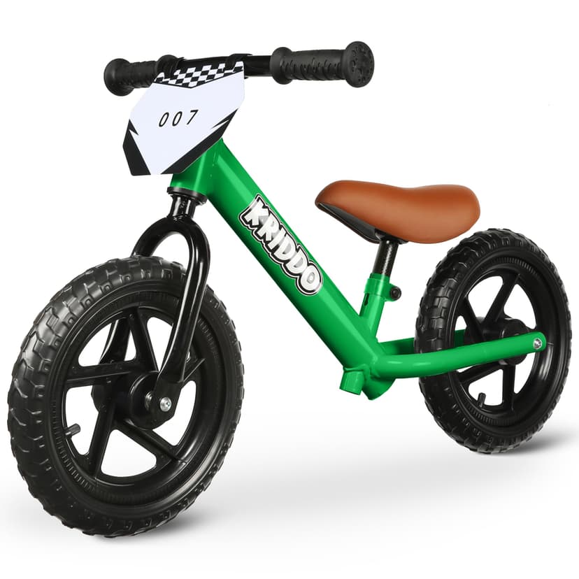KRIDDO Balance Bike 2 Year Old, Tool-Free Adjustable Toddler Bike | Easy to Assemble, Personalized Plate with 3 Sticker Sets, Green, 2 Year Old Boy Birthday Gift