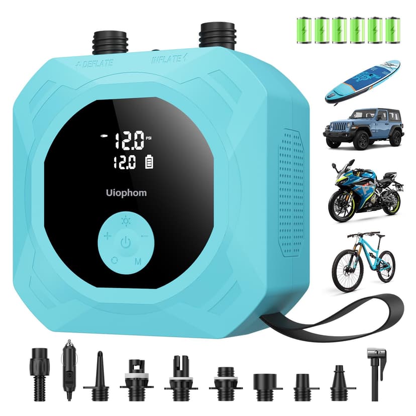 50PSI Paddle Board Electric Pump, Rechargeable SUP Pump 15,600mAh, Intelligent Dual Stage Inflation & Deflation, Auto-Off for Stand Up Paddle Boards, Car Tires, Boats, Surfing Kite, Tent