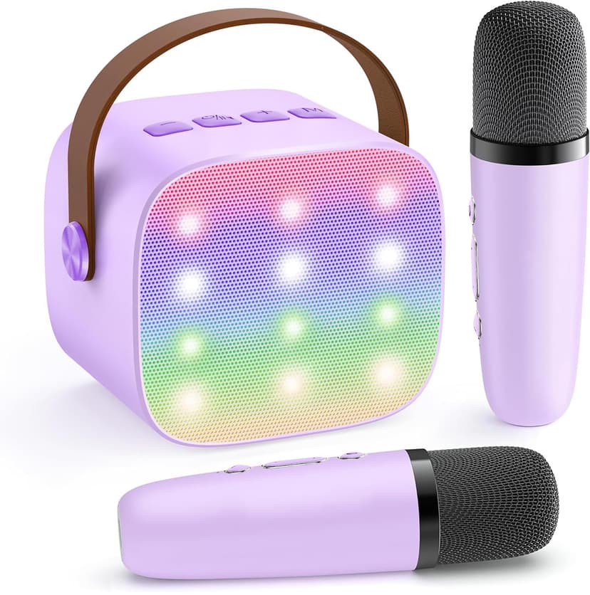 YLL Karaoke Machine for Kids,Birthday Gifts for Girls 3 4 5 6 7 8+Years Old | 2 Wireless Microphones, 5 Magic Voices, Mini Portable Bluetooth Speaker, Family Home Party Present Toys for Ages 4-12