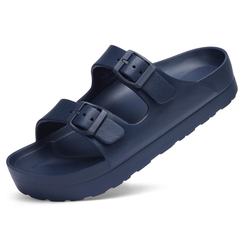 Goosecret Women's Comfortable Arch Support Walking Platform Sandals | Lightweight Chunky Slip-On Foam Slides with Adjustable Buckle, Sandals for Beach and Daily Wear