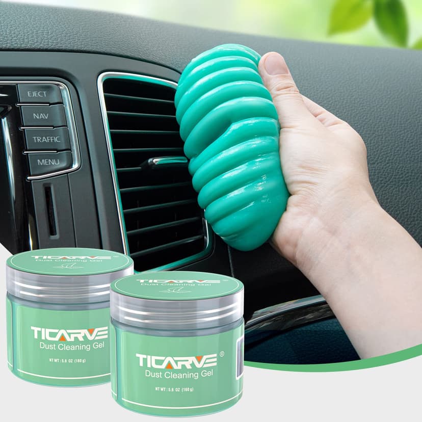 TICARVE 2Pack Cleaning Gel for Car Detailing Vent Cleaner Cleaning Putty Gel Auto Detail Tools Car Interior Cleaner Cleaning Mud for Cars and Keyboard Cleaner Cleaning Slime Green (320g/11.2oz) | Car