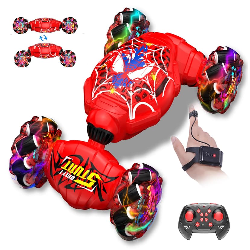 Nikuku Remote Control Car - 2.4GHz 4WD Gesture Sensing RC Stunt Car Toys for Boys and Girls Ages 6-12, 360° Rotating Drift RC Cars with Lights and Music, Ideal Birthday and Xmas Gift