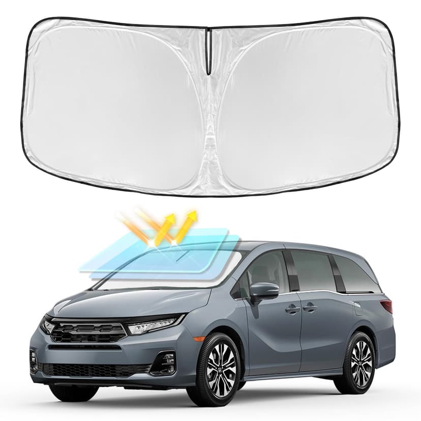 Sun Shade for Honda Odyssey Windshield Cover 2018-2024 2025 2026 4-Layer Front Window Shade Custom for Odyssey LX EX EX-L Touring Elite Sunshade 250T Shade Blocks UV Rays Cooler Car Accessories