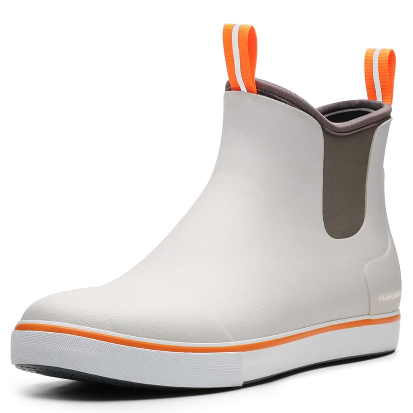Furuian Men's Deck Boots Fishing Boots Waterproof Rain Boots Ankle Booties Slip On Neoprene Rubber Footwear Chelsea Boots Men botas para hombre for Gardening Fishing Boating Camping Sailing