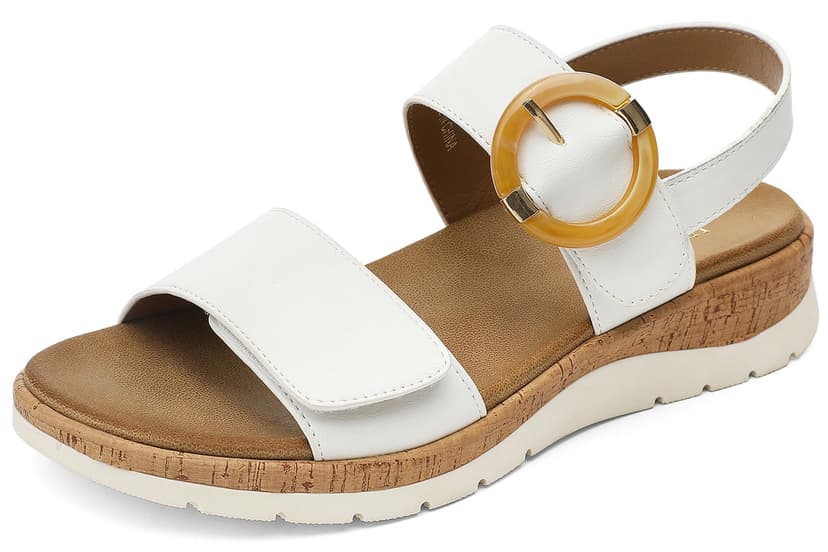 UBFEN Womens Flat Sandals - Comfortable Arch Support Low Wedge Walking Sandals for Summer, Beach, Vacation, Travel