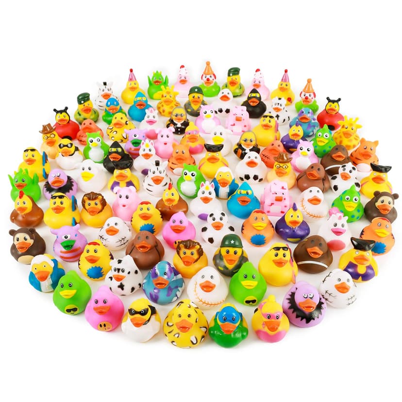 XY-WQ 100 Pack Rubber Duck for Jeeps Ducking, Baby Bath Toy Assortment | 2.3 Inch Bulk Floater Duck for Kids - Party Favors, Birthdays, Bath Time, and More (50 Varieties)