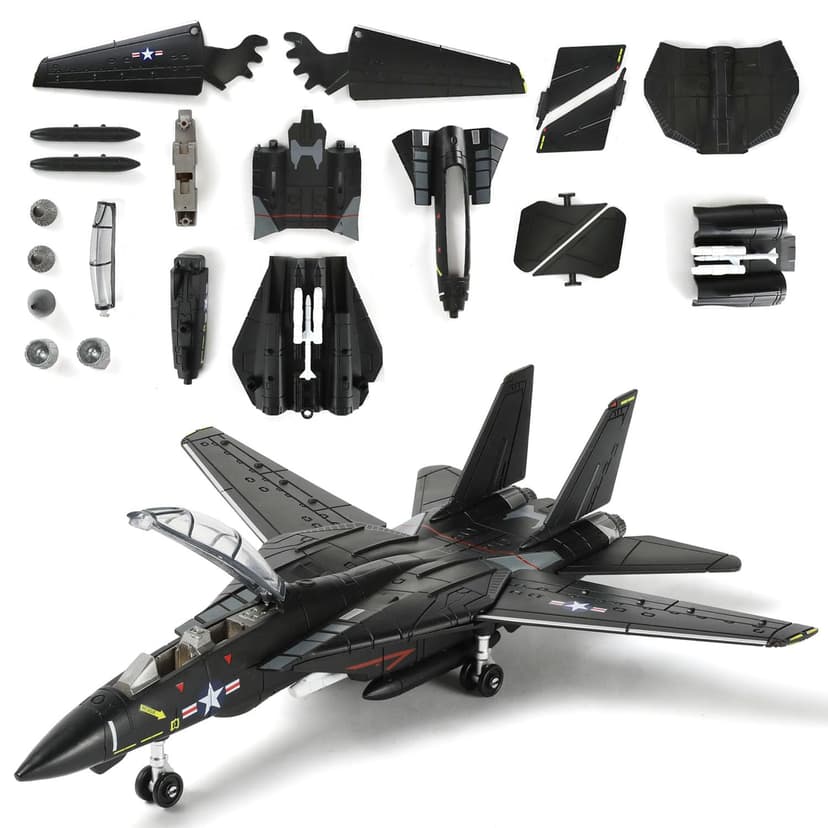 SEBUNAS 1:72 Scale F-14 Tomcat Fighter Jet Quick Build Model Kit (Black) | A precision replica with exquisite paintwork—a collector-grade masterpiece crafted for adults suitable for beginners