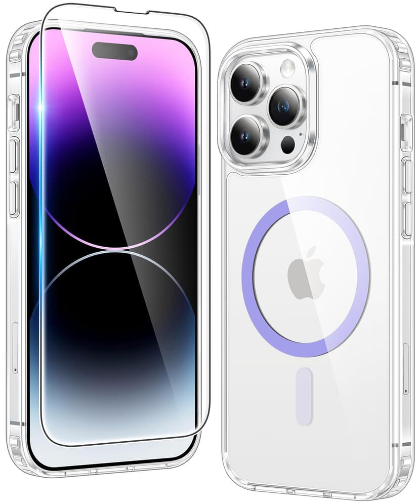 FNTCASE for iPhone 14 Pro Case Compatible with Magsafe Clear Phonecase | Screen Protector, Military Grade Drop Protection, Slim Magnetic Phone Cases, Shockproof Bumper, Transparent Cell Cover