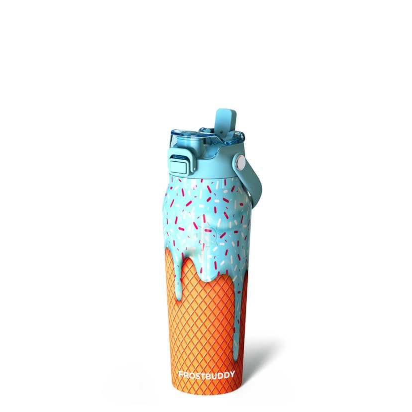 Frost Buddy 24 oz Insulated Water Bottle with Straw and Chug Lid | Sip-or-chug dual lid | Ice-cold for 24+ hours | 100% Leak-Proof with Locking Lid | Cup-holder friendly