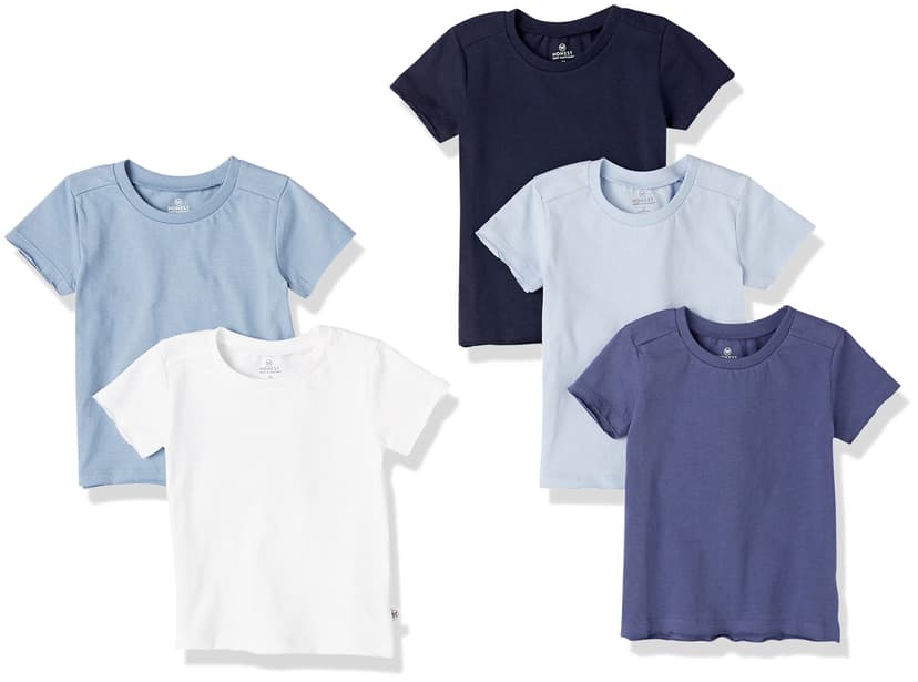 HonestBaby Baby Toddler & Kids' 100% Organic Cotton Short Sleeve T-Shirts (10-Pack)
