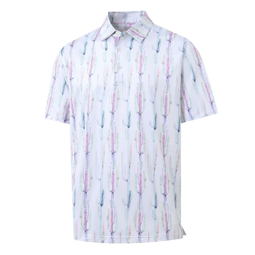 Golf Shirts for Men Dry Fit Short Sleeve Print Performance Moisture Wicking Polo Shirt