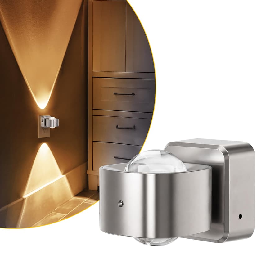 L LOHAS LED Night Light Projector, Night Lights Plug into Wall Light Sensor | Dusk to Dawn Sensor, Silver Rotating Nightlight for Kids, Soft White Ambient Lighting for Bathroom, Gaming Room,1 Pack