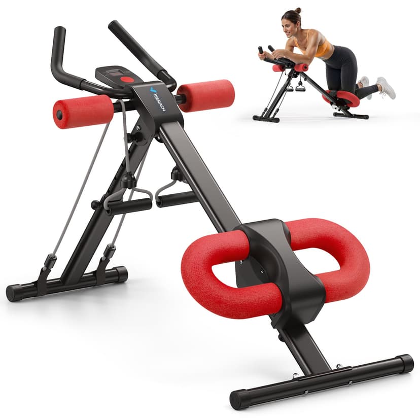 MERACH Ab Machine, Adjustable Ab Trainer for Home Gym, Foldable | 10 Exercise Levels with LCD Monitor, 440 LBS Capacity for Stomach Workout and Joint-Friendly Core Training