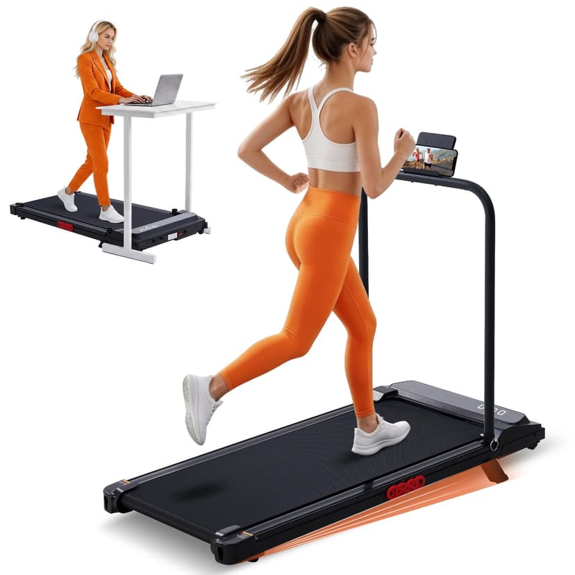 KASSADIN Small Walking Pad Treadmill with Handle Bar Incline for Home, Portable Walking Pad with Incline, Under Desk Treadmill for Home, Electric Treadmill with Handles, 3.0HP, 0.6-7.6MPH, 350LB